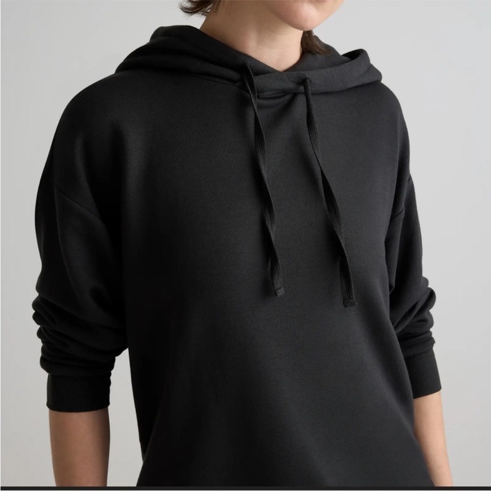 New QUINCE SuperSoft Fleece Pullover Hoodie Black - Picture 3 of 13